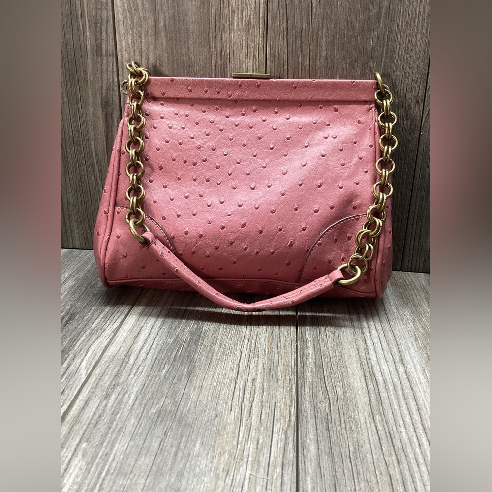 WORTHINGTON Peacock Style Purse Pink Rose Vinyl Fashion VINTAGE